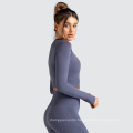 Eco Yoga Set Women'S Long Sleeve Top Gym Leggings Running Tights Sportswear Seamless Sports Suit For Running